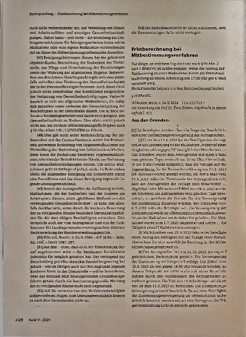 Vorschauseite 1: Fristberechnung bei Mitbestimmungsverfahren