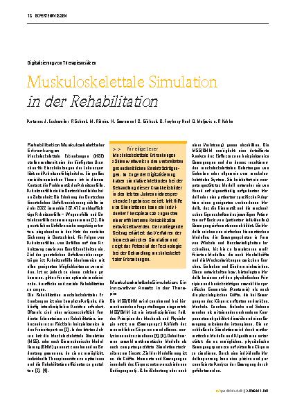 Vorschauseite 1: Muskuloskelettale Simulation in der Rehabilitation