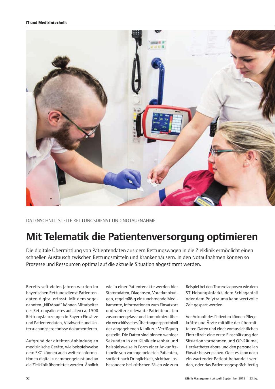 Vorschauseite 1: Datenschnittstelle Rettungsdienst und Notaufnahme: Mit Telematik die Patientenversorgung optimieren