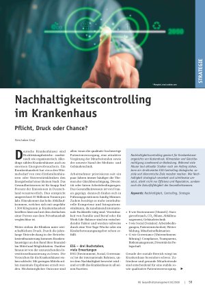 Vorschauseite 1: Nachhaltigkeitscontrolling im Krankenhaus Pflicht, Druck oder Chance?