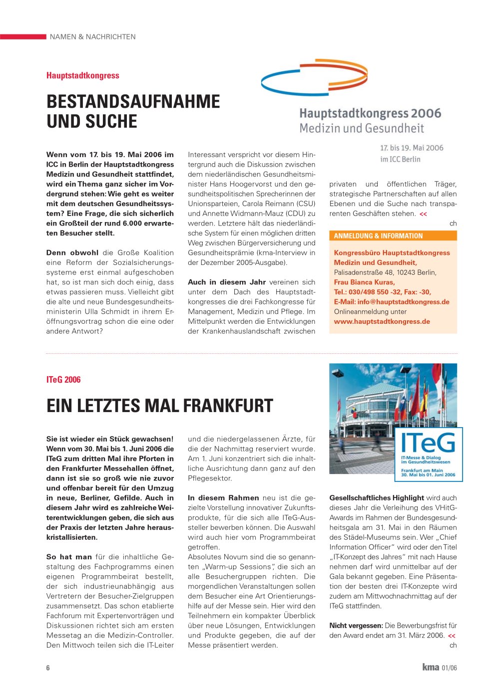 Vorschauseite 1: Ein letztes Mal Frankfurt