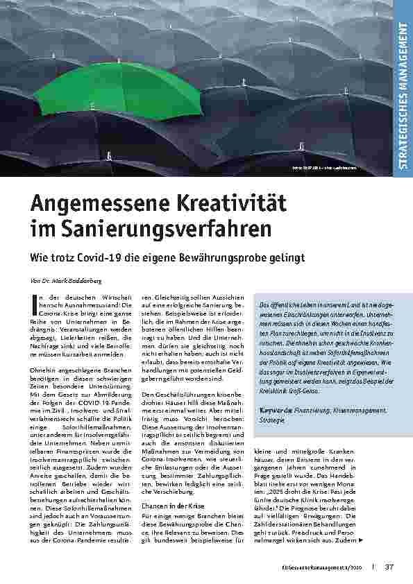 Vorschauseite 1: Angemessene Kreativität im Sanierungsverfahren: Wie trotz Covid-19 die eigene Bewährungsprobe gelingt
