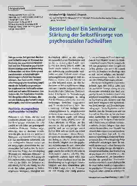 Vorschauseite 1: Besser Leben: Ein Seminar zur Stärkung der Selbstfürsorge von psychosozialen Fachkräften