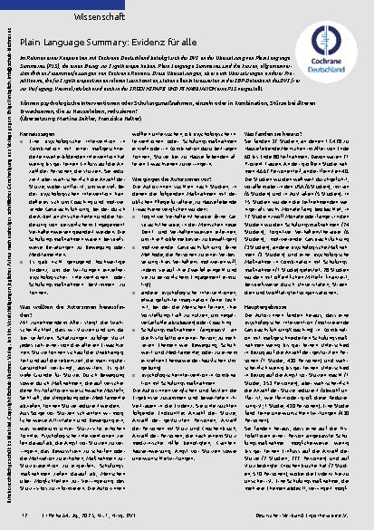 Vorschauseite 1: Klare Sprache Zusammenfassung: Evidenz für alle