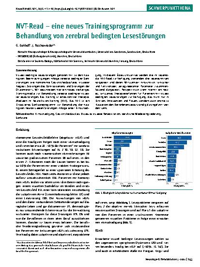 Vorschauseite 1: NVT-Read – ein neues Trainingsprogramm zur Behandlung von zerebral bedingten Lesestörungen