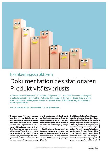 Vorschauseite 1: Krankenhausstrukturen Dokumentation des stationären Produktivitätsverlusts