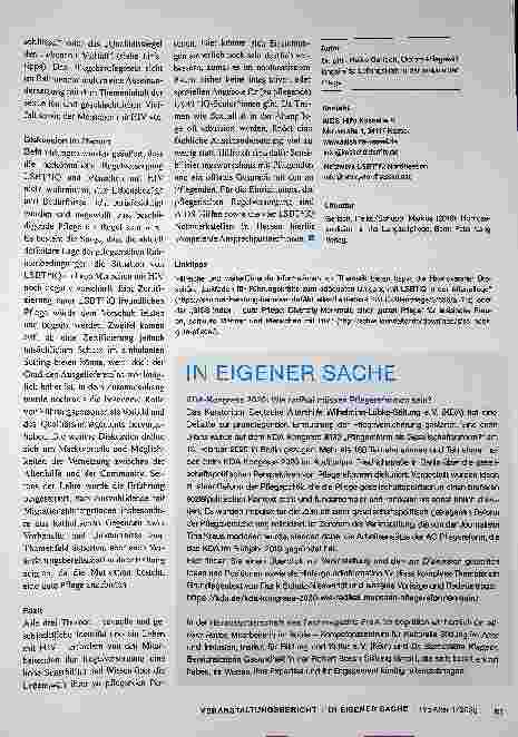 Vorschauseite 3: VERANSTALTUNGSBERICHT Anders als die vermeintliche Norm?! Die Pflege von Lesben, Schwulen und Menschen mit HIV im Alter