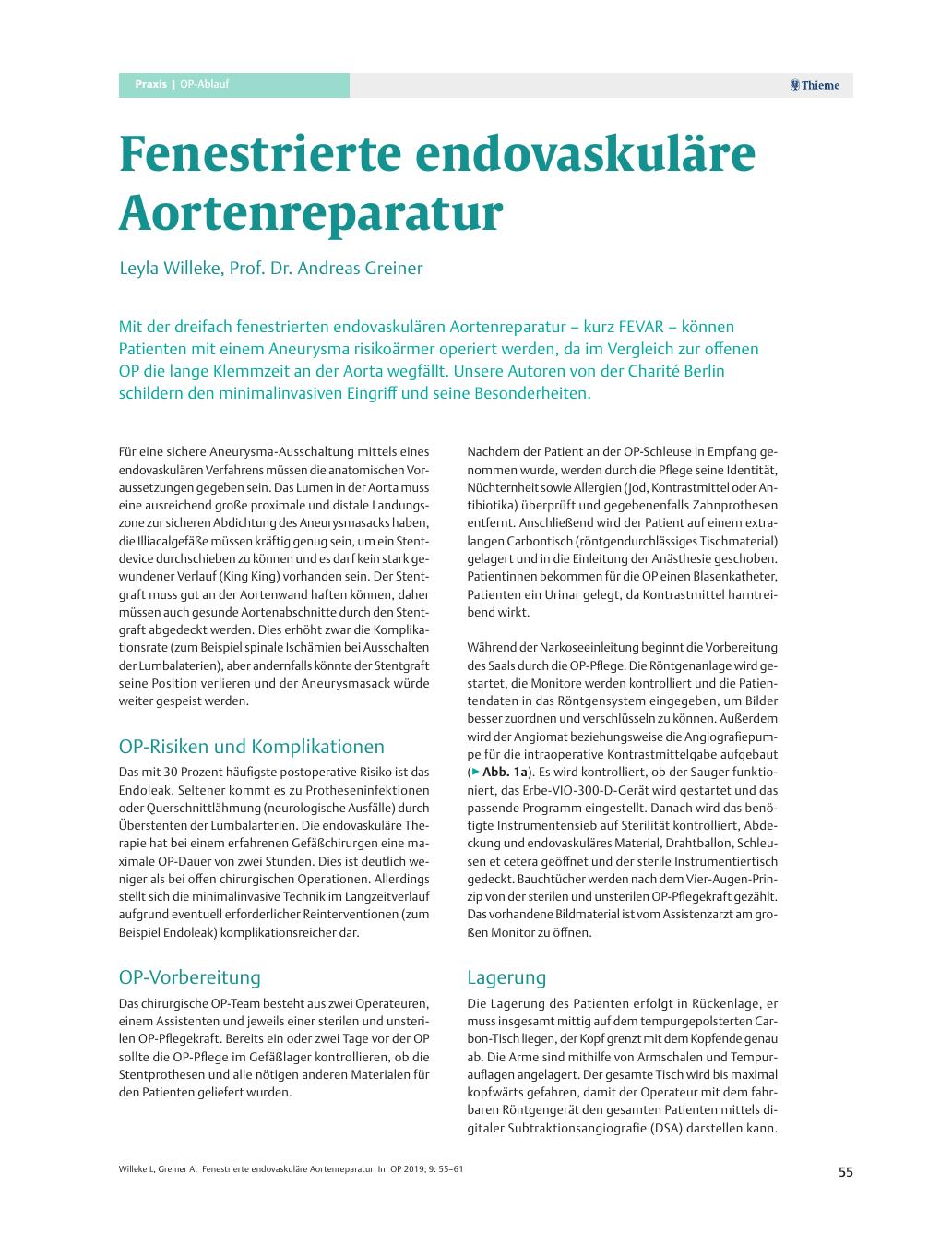 Vorschauseite 1: Fenestrierte endovaskuläre Aortenreparatur