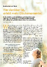 Vorschauseite 1: Dankbarkeit und Glück. Wer dankbar ist, erlebt mehr Glücksmomente!