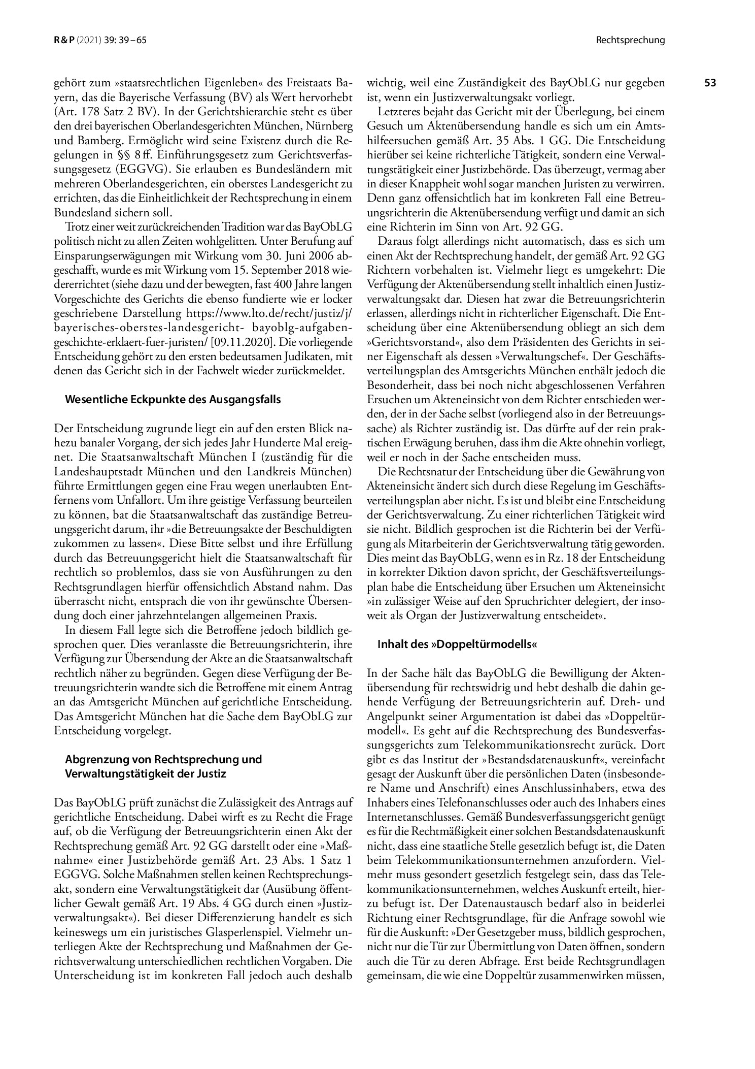 Vorschauseite 2: Aktenübersendung an die Staatsanwaltschaft durch das Betreuungsgericht