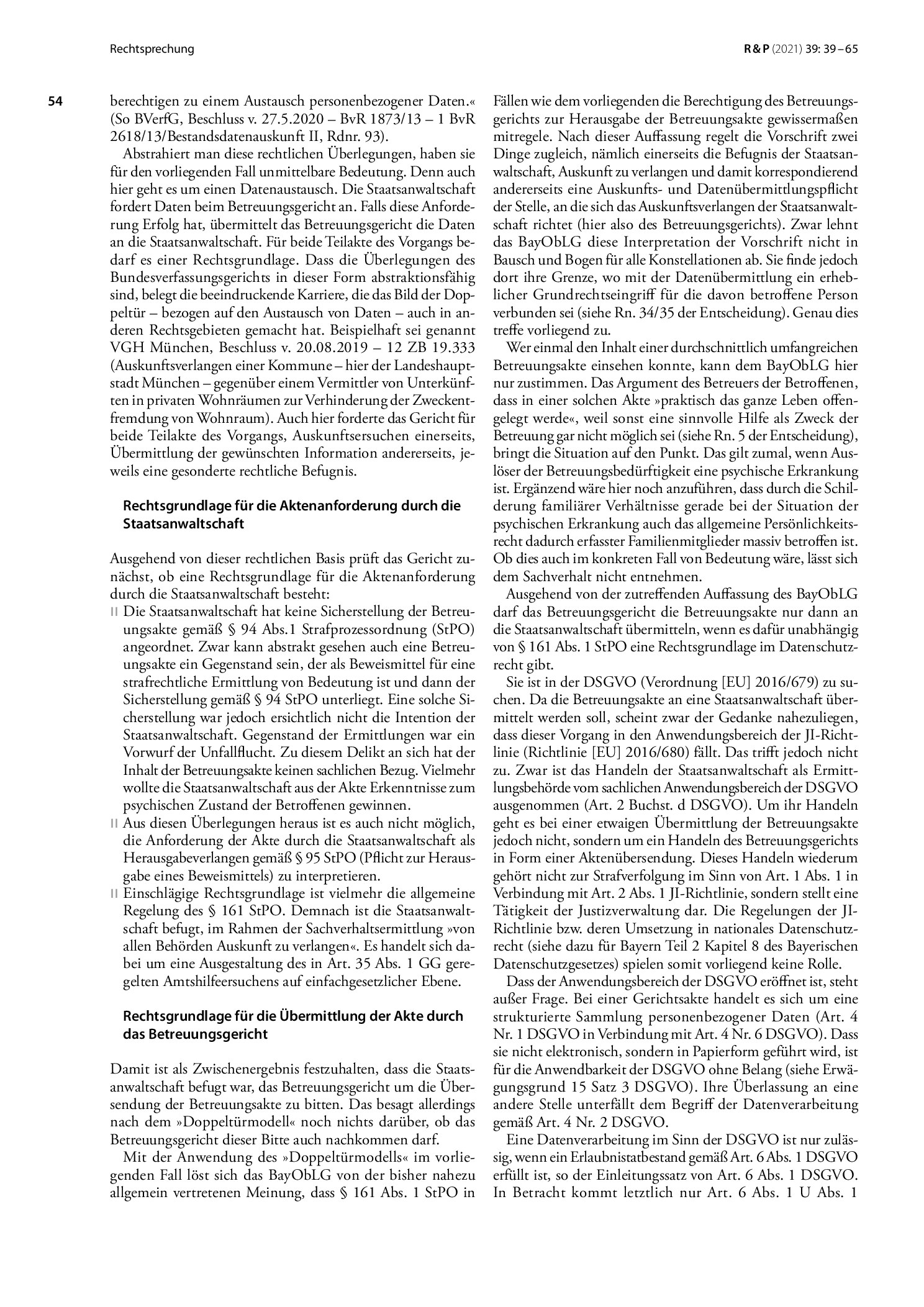 Vorschauseite 3: Aktenübersendung an die Staatsanwaltschaft durch das Betreuungsgericht