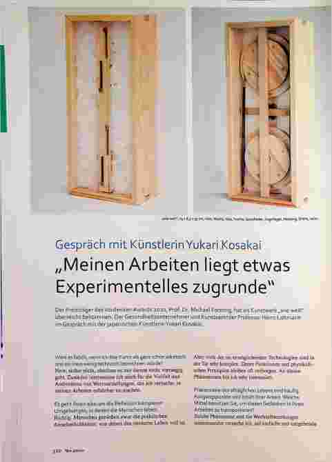 Vorschauseite 1: Gespräch mit Künstlerin Yukari Kosakai: „Meinen Arbeiten liegt etwas Experimentelles zugrunde"