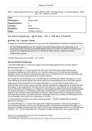 Vorschauseite 1: Zur Dauervergütung