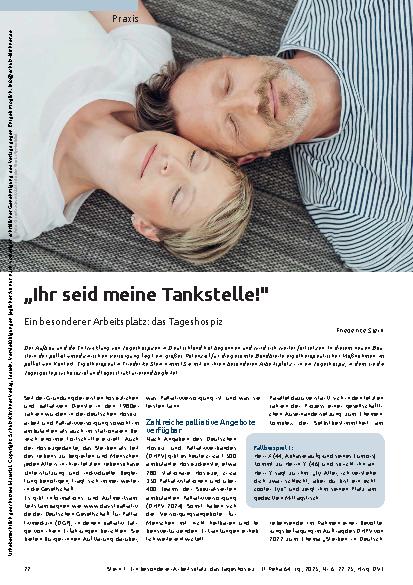 Vorschauseite 1: „Ihr seid meine Tankstelle! " Ein besonderer Arbeitsplatz: das Tageshospiz