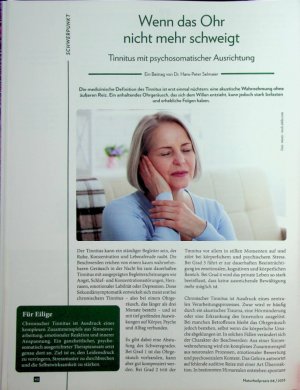 Vorschauseite 1: Wenn das Ohr nicht mehr schweigt Tinnitus mit psychosomatischer Ausrichtung