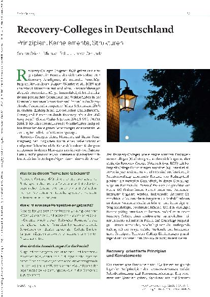 Vorschauseite 1: Recovery-Colleges in Deutschland: Prinzipien, Kernelemente, Strukturen