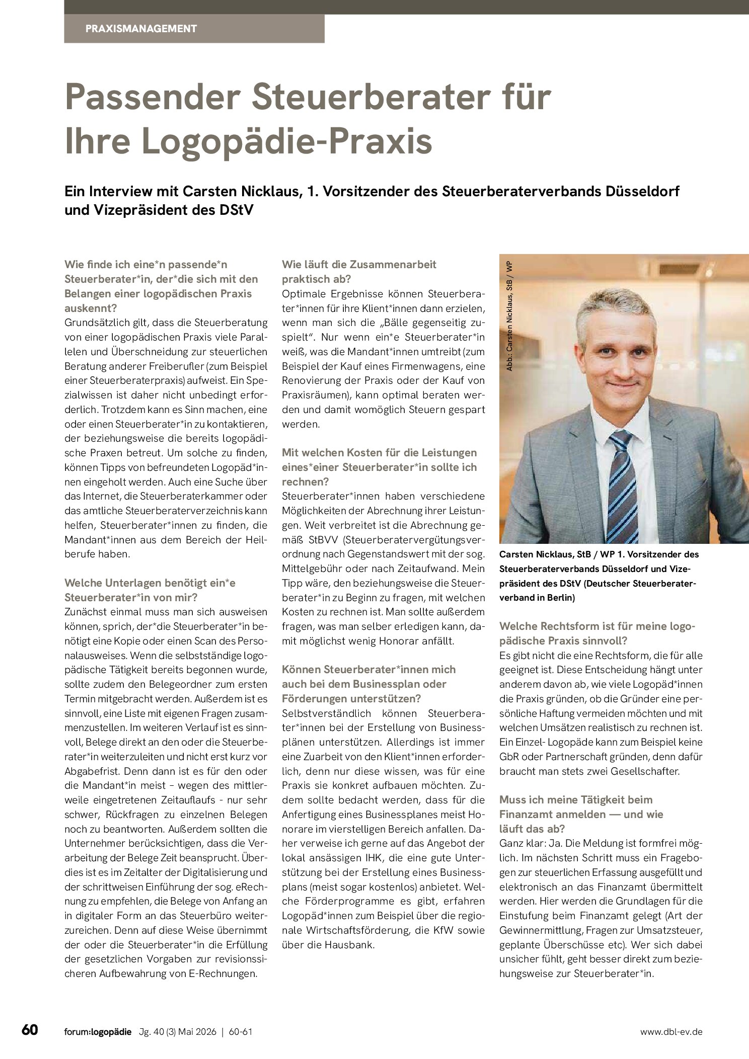 Vorschauseite 1: Passender Steuerberater für Ihre Logopädie-Praxis