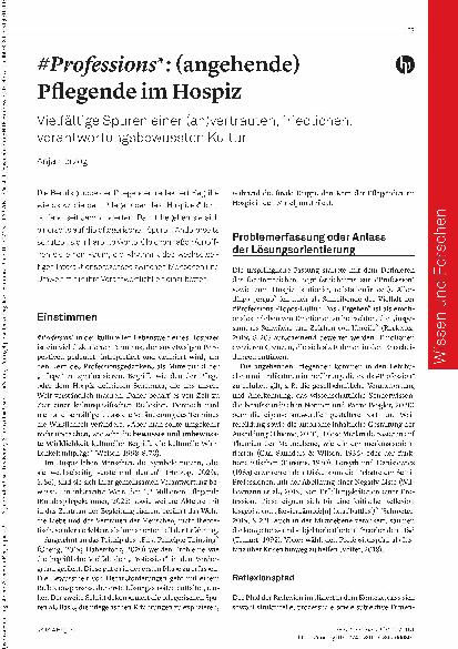 Vorschauseite 1: #Professions*: (angehende) Pflegende im Hospiz Vielfältige Spuren einer (an)vertrauten, friedlichen, verantwortungsbewussten Kultur