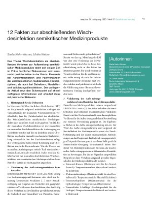 Vorschauseite 1: 12 Fakten zur abschließenden Wischdesinfektion semikritischer Medizinprodukte