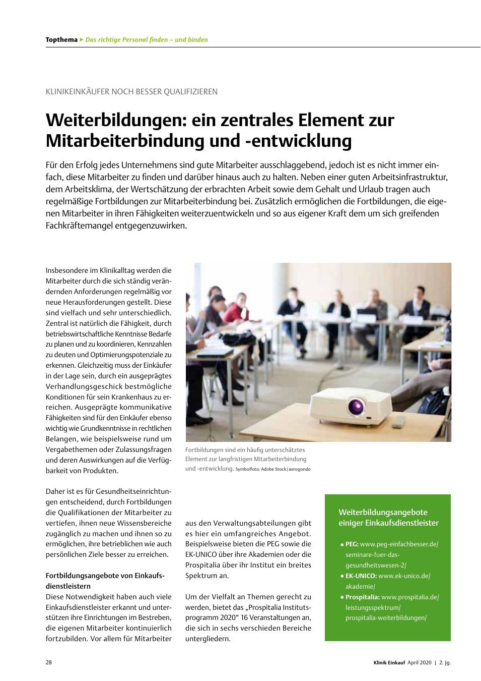 Vorschauseite 1: Klinikeinkäufer noch besser qualifizieren: Weiterbildungen: ein zentrales Element zur Mitarbeiterbindung und -entwicklung