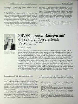 Vorschauseite 1: KHWG - Auswirkungen auf die sektorenübergreifende Versorgung*’ **