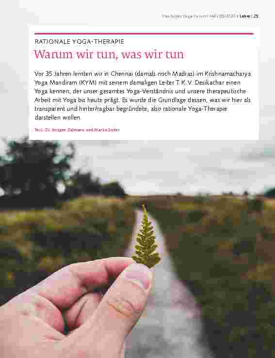 Vorschauseite 1: Rationale Yoga-Therapie: Warum wir tun, was wir tun