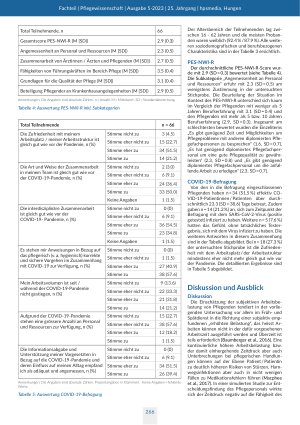 Vorschauseite 5: Die subjektive Arbeitsbelastung und Zufriedenheit von Pflegenden mit ihrem Arbeitsumfeld vor und während der COVID-19-Pandemie Eine prospektive Beobachtungsstudie