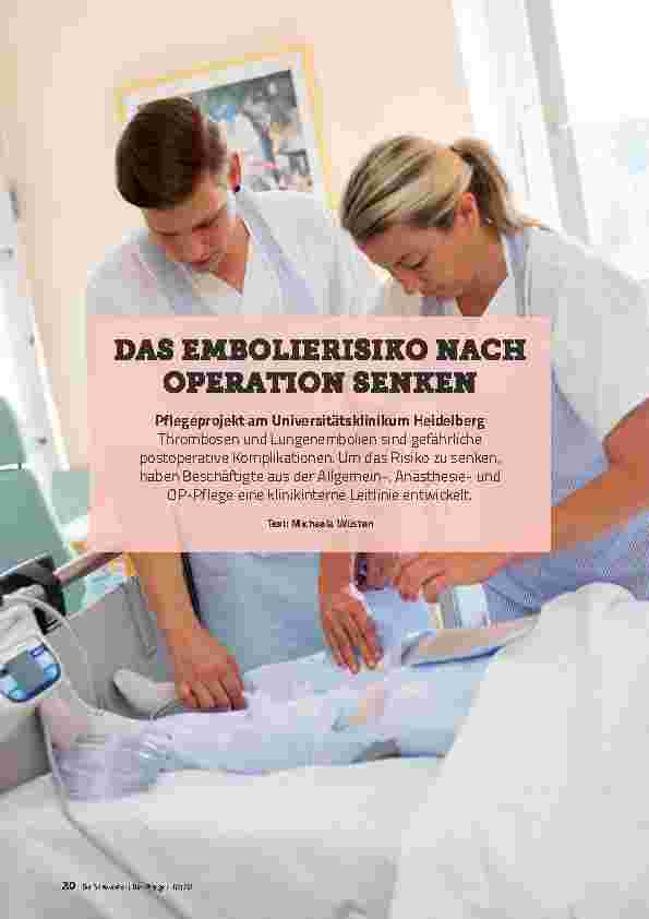 Vorschauseite 1: Das Embolierisiko nach Operationen senken