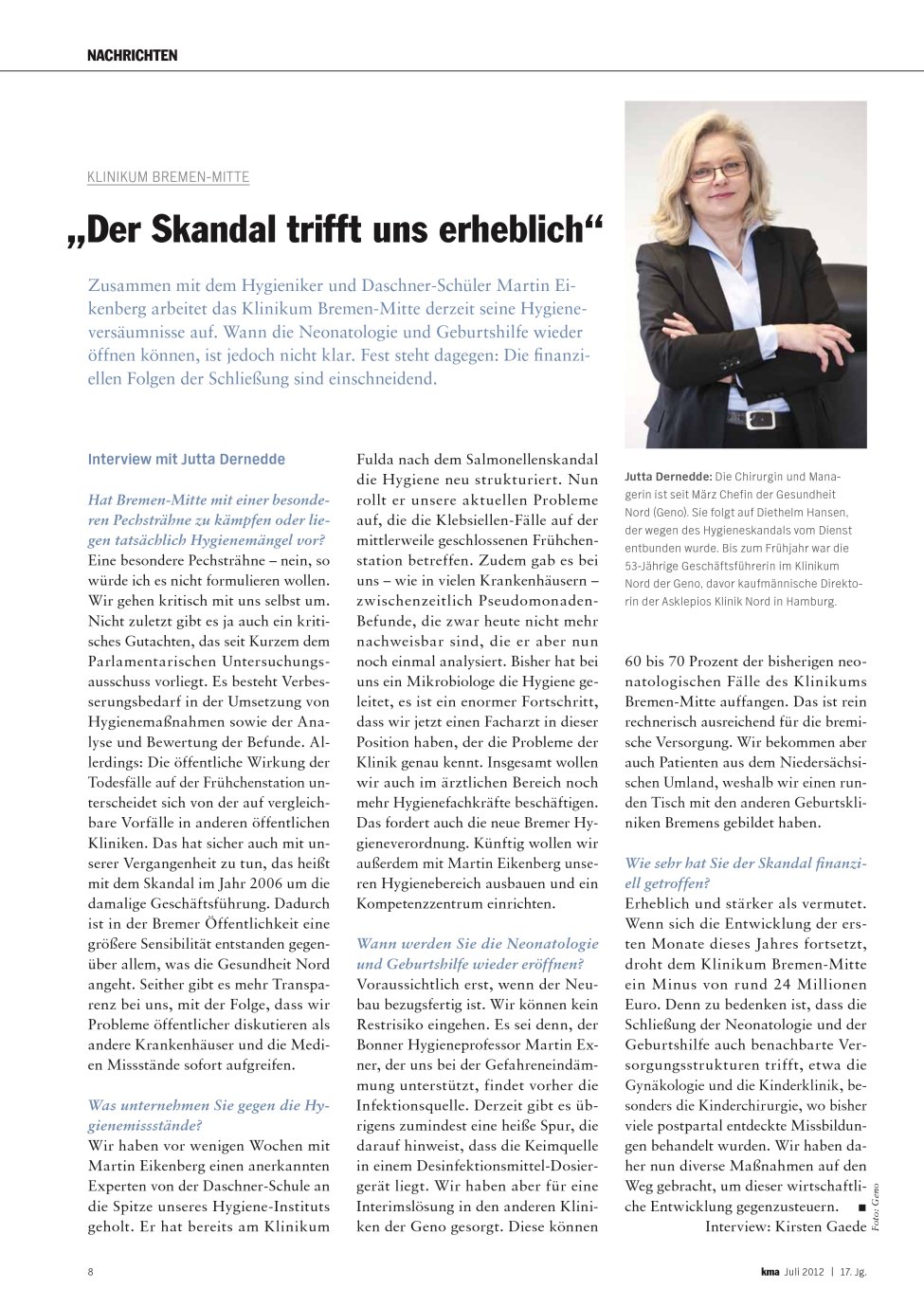 Vorschauseite 1: ?Der Skandal trifft uns erheblich?