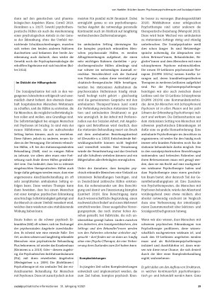 Vorschauseite 2: 38 sozialpsychiatrische informationen 51. Jahrgang 1/2021 Brücken bauen: Psychosenpsychotherapie und Sozialpsychiatrie. Die Notwendigkeit, psychotherapeutische Leistungen für Mens…