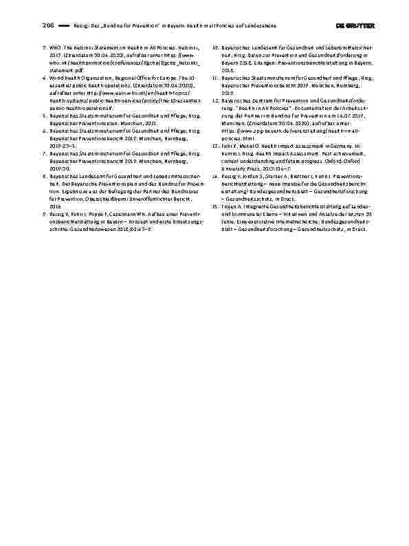 Vorschauseite 4: Das „Bündnis für Prävention“ in Bayern: Health in all Policies auf Landesebene