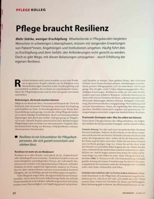 Vorschauseite 1: Pflege braucht Resilienz