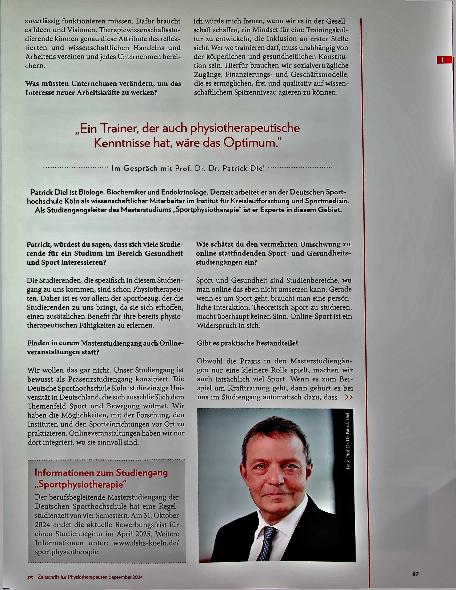 Vorschauseite 4: Optimal wäre ein Trainer, der auch Physio kann. Studierende können einen Mehrwert für Unternehmen bieten.