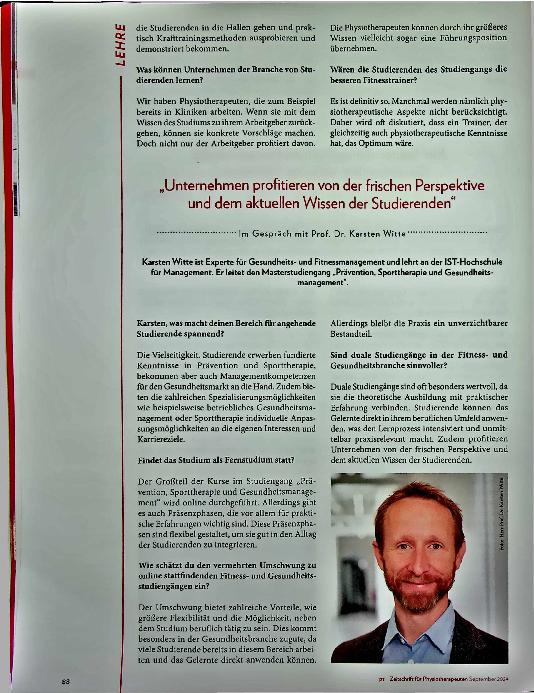Vorschauseite 5: Optimal wäre ein Trainer, der auch Physio kann. Studierende können einen Mehrwert für Unternehmen bieten.