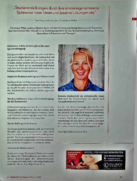 Vorschauseite 6: Optimal wäre ein Trainer, der auch Physio kann. Studierende können einen Mehrwert für Unternehmen bieten.
