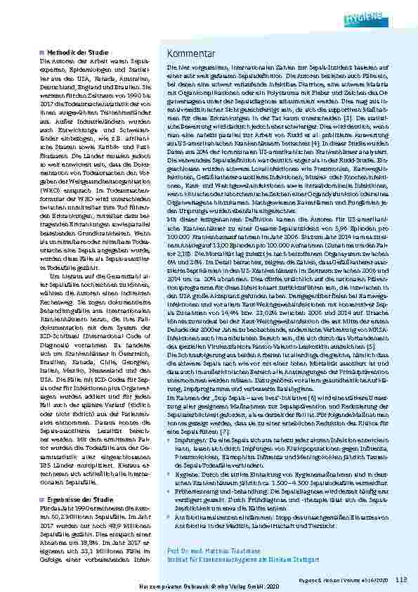 Vorschauseite 2: Sepsis und septischer Schock: Neue globale Studie zeigt alarmierend hohe Zahlen