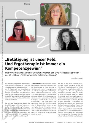 Vorschauseite 1: „Betätigung ist unser Feld. Und Ergotherapie ist immer ein Kompetenzgewinn“