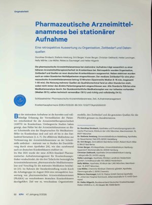 Vorschauseite 1: Pharmazeutische Arzneimittel anamnese bei stationärer Aufnahme
