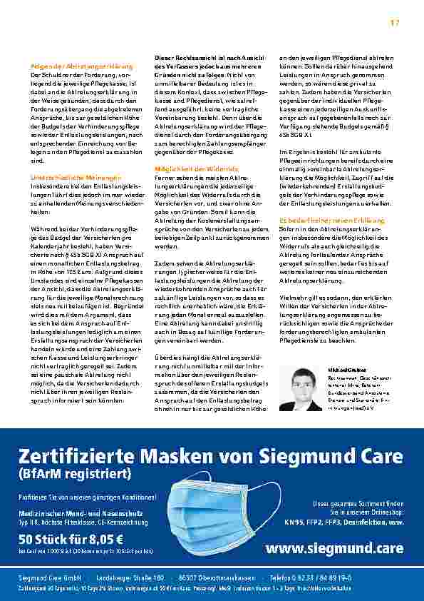 Vorschauseite 2: Abtretung von Kostenerstattungsansprüchen muss nicht jeden Monat aufs Neue erfolgen.