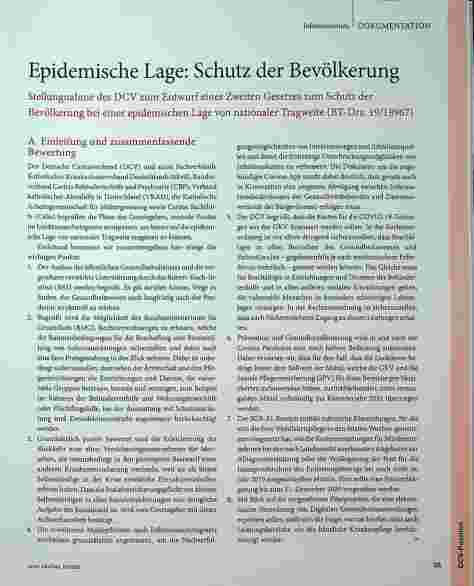 Vorschauseite 1: Epidemische Lage: Schutz der Bevölkerung