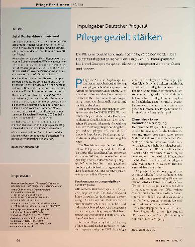 Vorschauseite 1: Impulsgeber Deutscher Pflegerat Pflege gezielt stärken