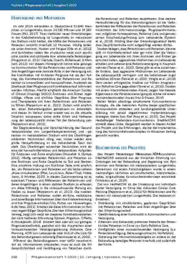 Vorschauseite 2: Erfahrungen mit der Implementierung eines interprofessionellen, strukturierten Kommunikationskonzeptes (Arzt-Pflege-Tandem) bei begrenzter Prognose im klinischen Setting