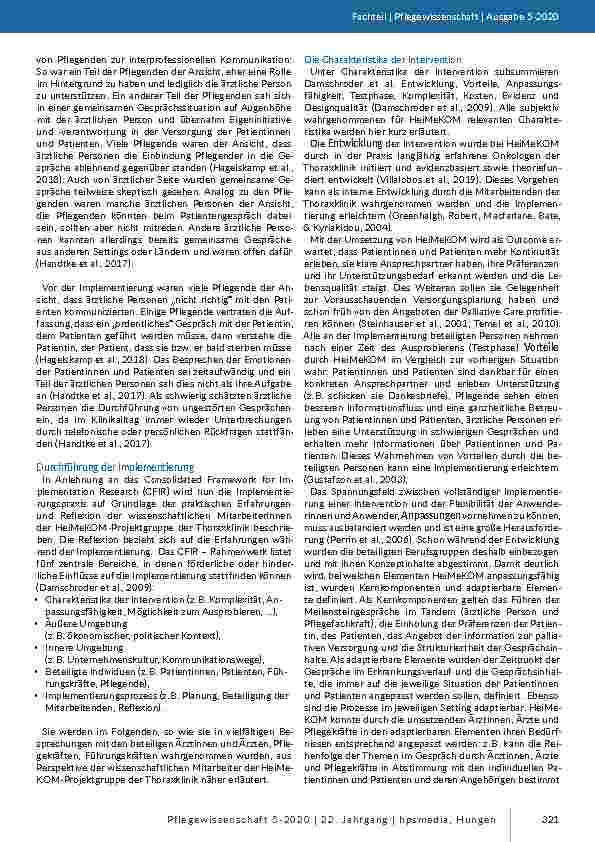 Vorschauseite 5: Erfahrungen mit der Implementierung eines interprofessionellen, strukturierten Kommunikationskonzeptes (Arzt-Pflege-Tandem) bei begrenzter Prognose im klinischen Setting