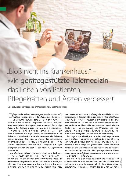 Vorschauseite 1: „Bloß nicht ins Krankenhaus!“ – Wie gerätegestützte Telemedizin das Leben von Patienten, Pflegekräften und Ärzten verbessert
