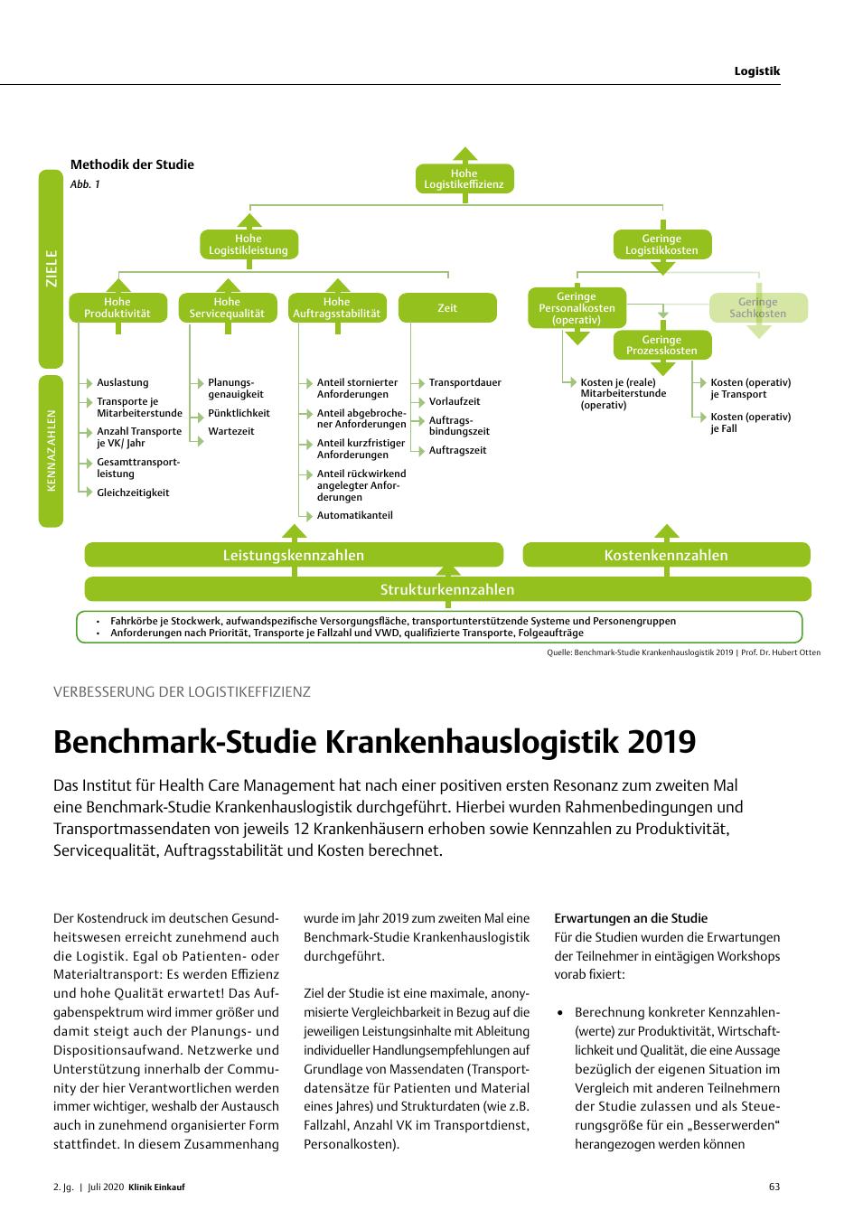 Vorschauseite 1: Verbesserung der Logistikeffizienz: Benchmark-Studie Krankenhauslogistik 2019