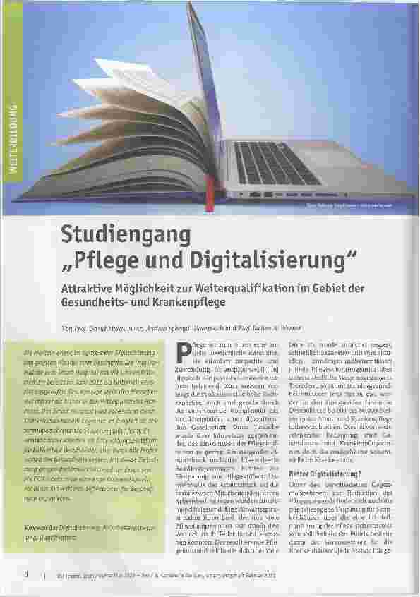 Vorschauseite 1: Studiengang „Pflege und Digitalisierung"