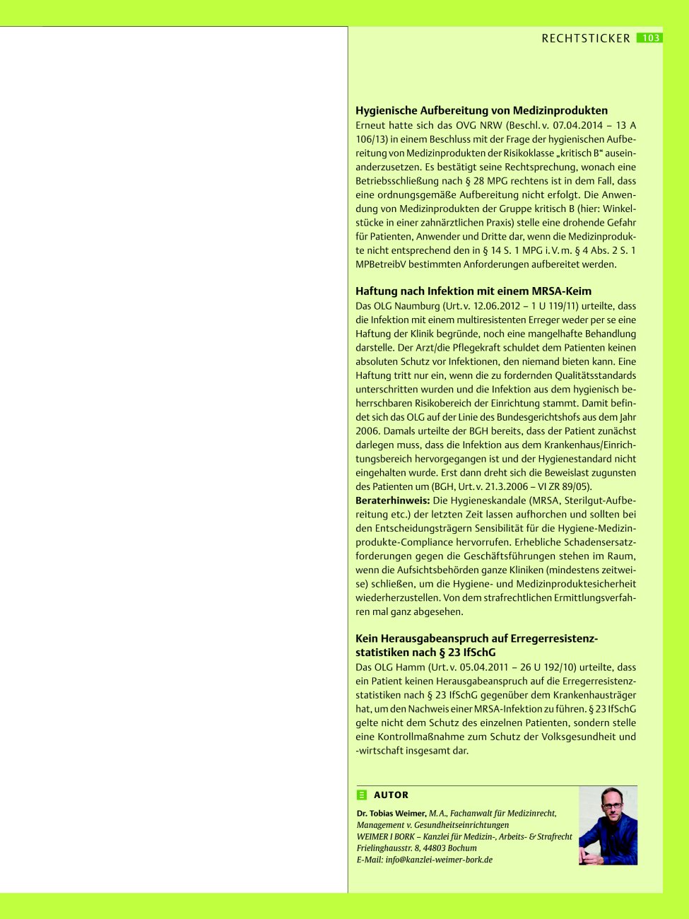 Vorschauseite 1: Rechtsticker