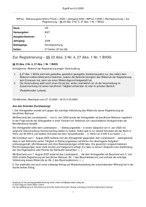 Vorschauseite 1: Zur Registrierung – §§ 23 Abs. 2 Nr. 4, 27 Abs. 1 Nr. 1 BtOG