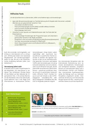 Vorschauseite 3: Ergotherapie international vernetzt Ein Überblick