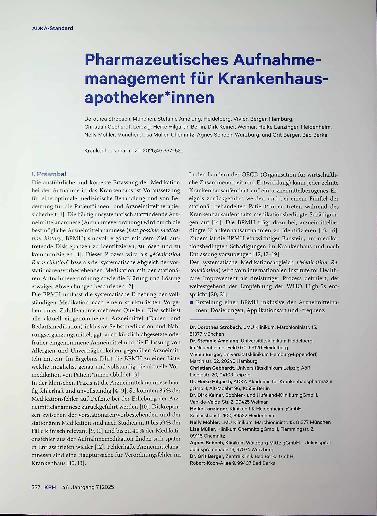 Vorschauseite 1: Pharmazeutisches Aufnahme management für Krankenhausapotheker*innen